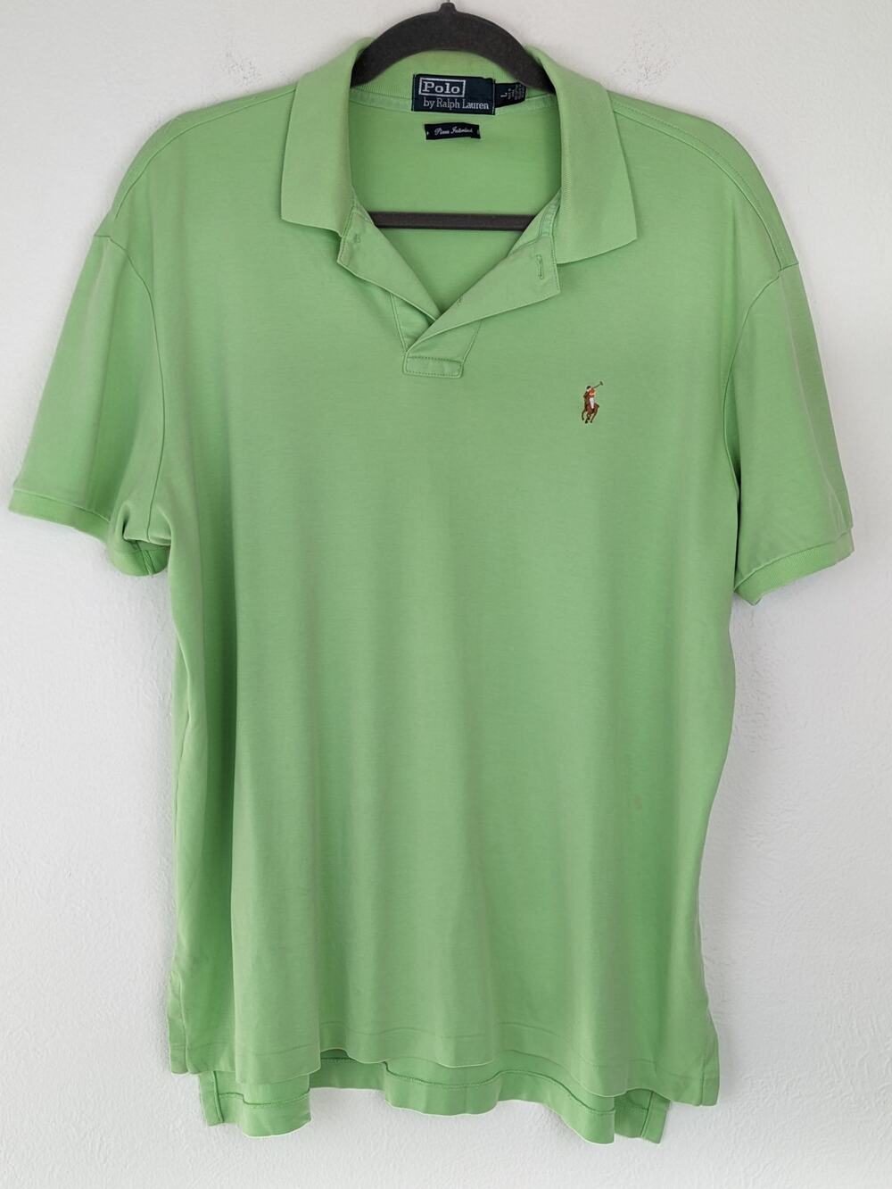 Polo Ralph Lauren Shirt Pony Pima Interlock Cotton Classic Preppy Green Size L